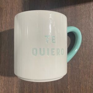 Newclassic Earthenware White/Mint "Te Quiero" I Love You Coffee Mug - Used